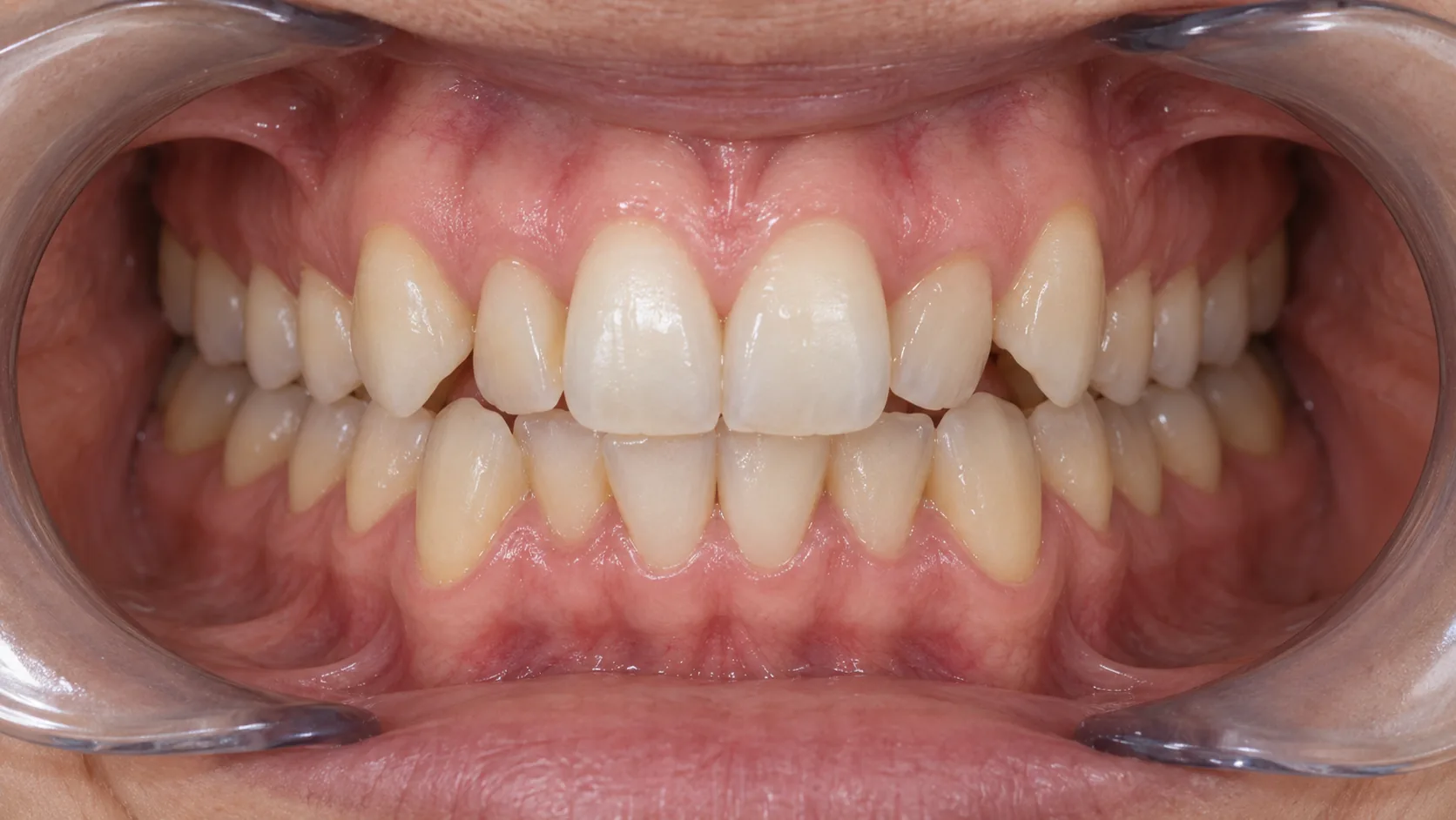 Vista intraoral antes del tratamiento de ortodoncia