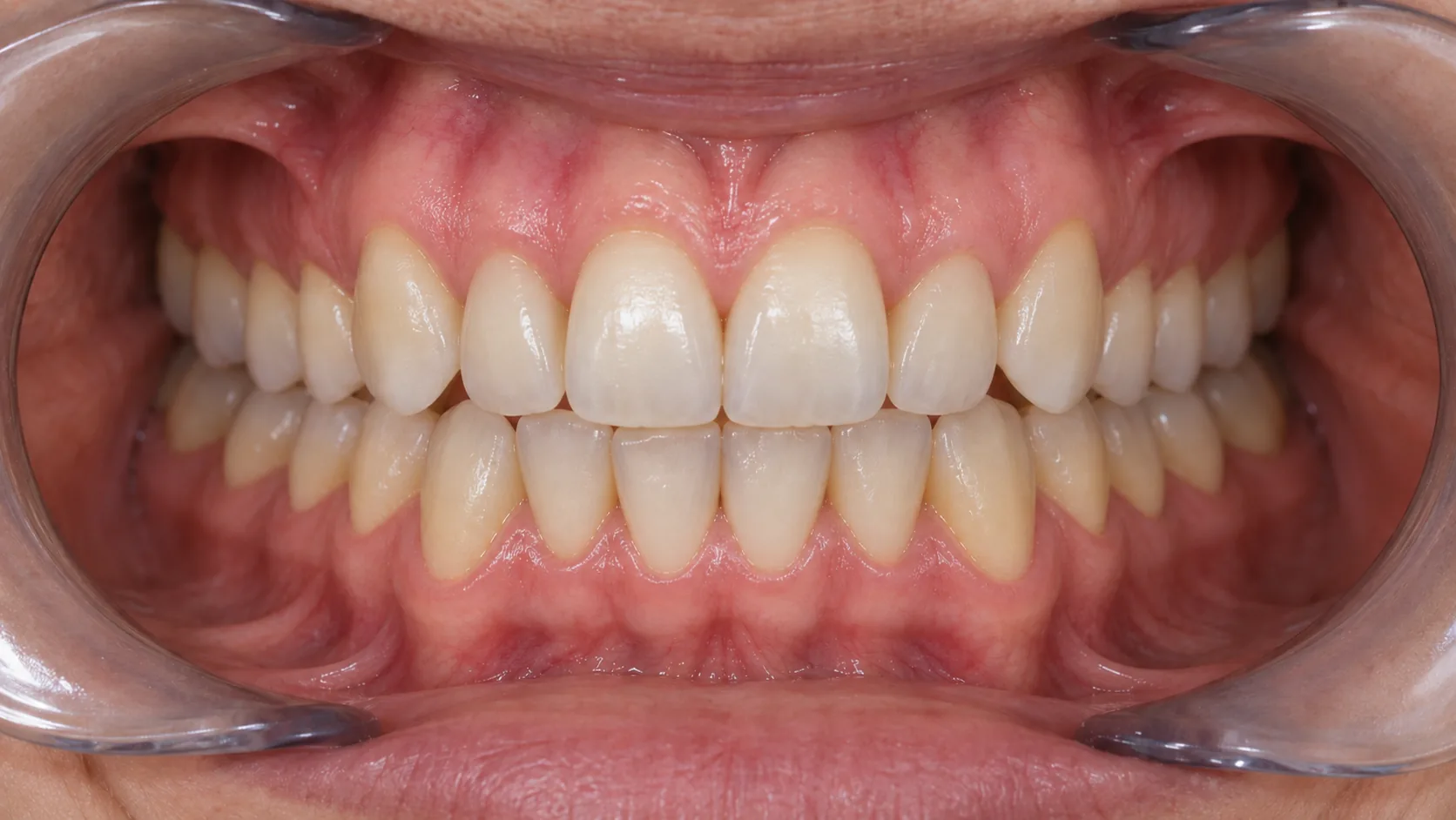 Comparativa intraoral del tratamiento ortodóncico, después